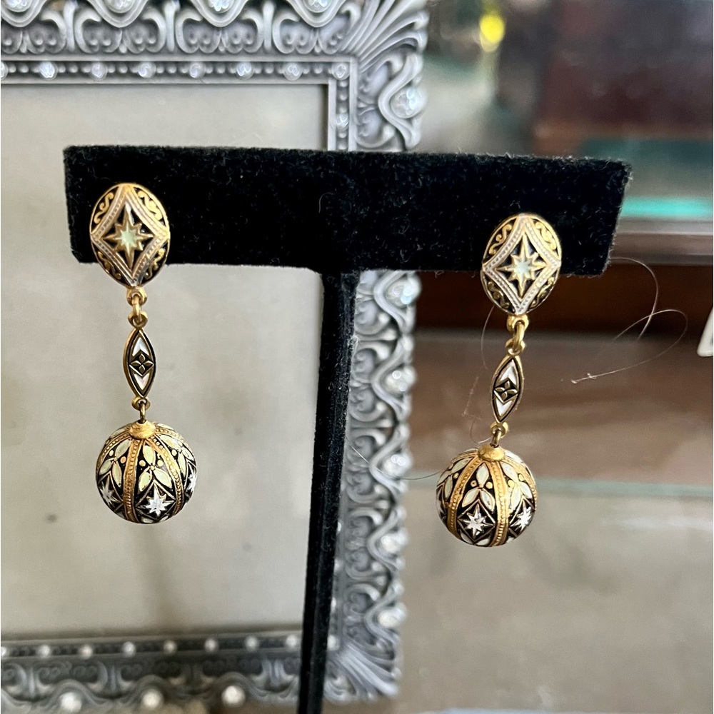 Vintage Damascene Clip Back Earrings